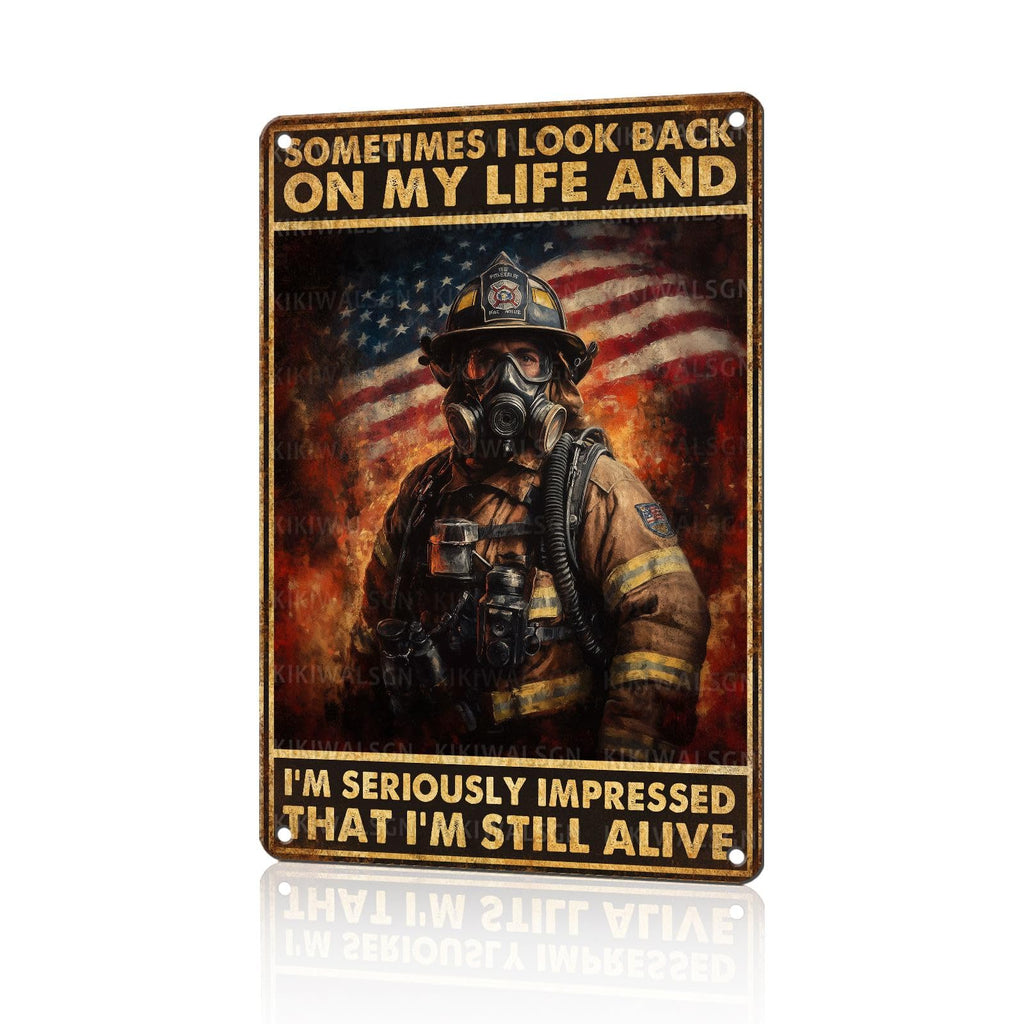 Motorcycle Metal Signs Riders Men Metal Decor Sometimes I Look Back On My Life and I'm Seriously Tin Signs Inspirational Wall Decor For Home Garage Man Cave Cafe Bar Pub 12 * 8 In
