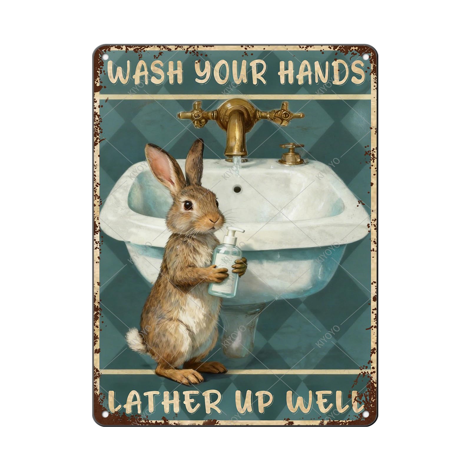 Funny Bear Metal Tin Sign Black and White Bathroom Vintage Bathroom Signs Restroom Wall Decor 12x8 Inch