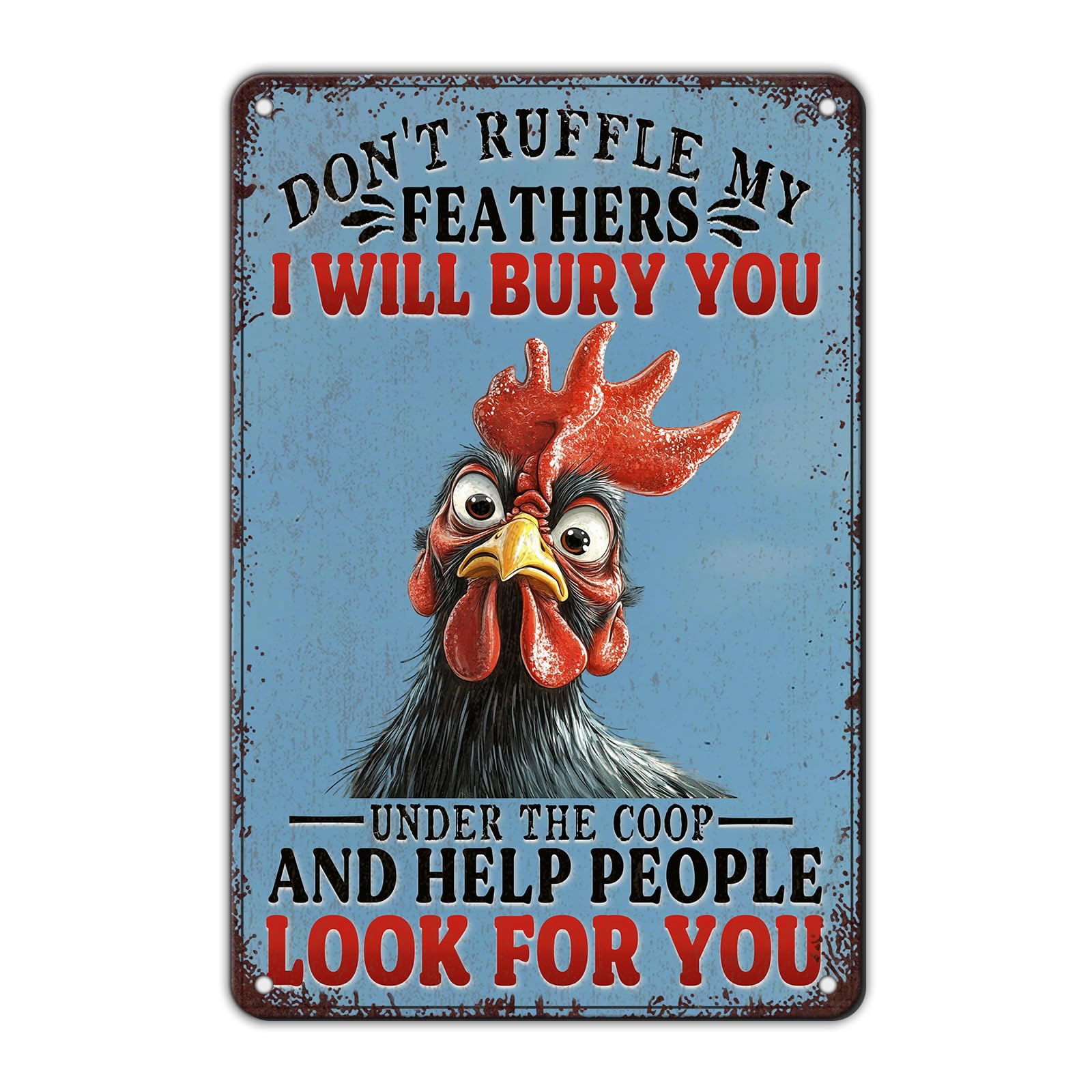 Vintage Fresh Eggs & Chicken Metal Sign Rustic Farm Eggs For Sale Tin Poster Home Kitchen Farmhouse Chicken Wall Decor 12x8 Inch