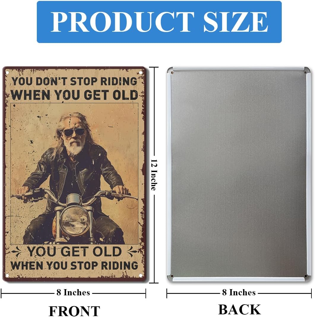 Funny Motorcycle Garage Wall Sign, Motorcycle Wall Decor for Home Bike Garage Shop Man Cave Room Sign Vintage Metal Tin Decoration 8" x 12", Motorcycle Biker Lovers Rider Gift