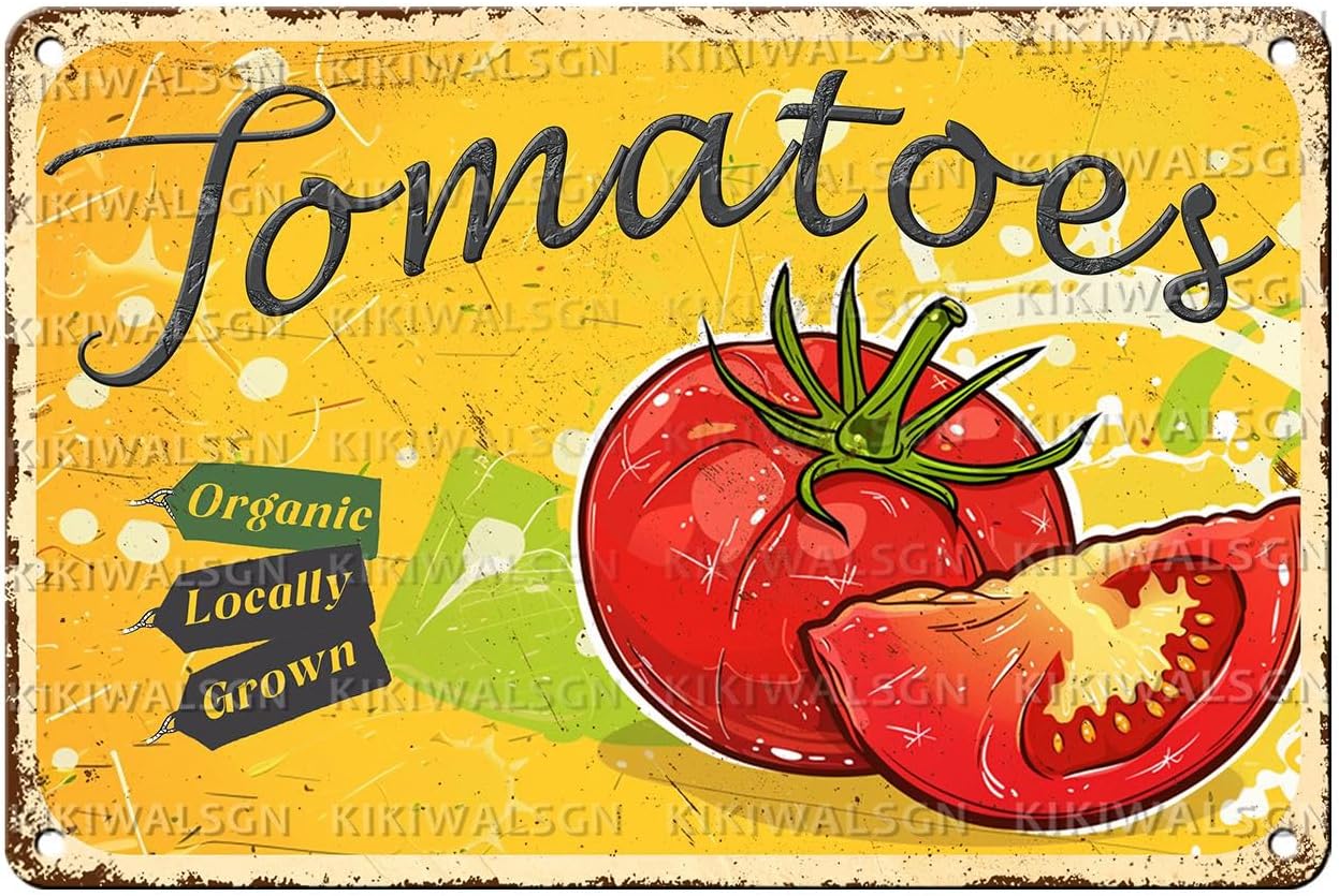 Tomato Vegetable Metal Tin Sign Vintage Garden Fresh Wall Art for Home Kitchen Bar Cafe Office 8x12Inch