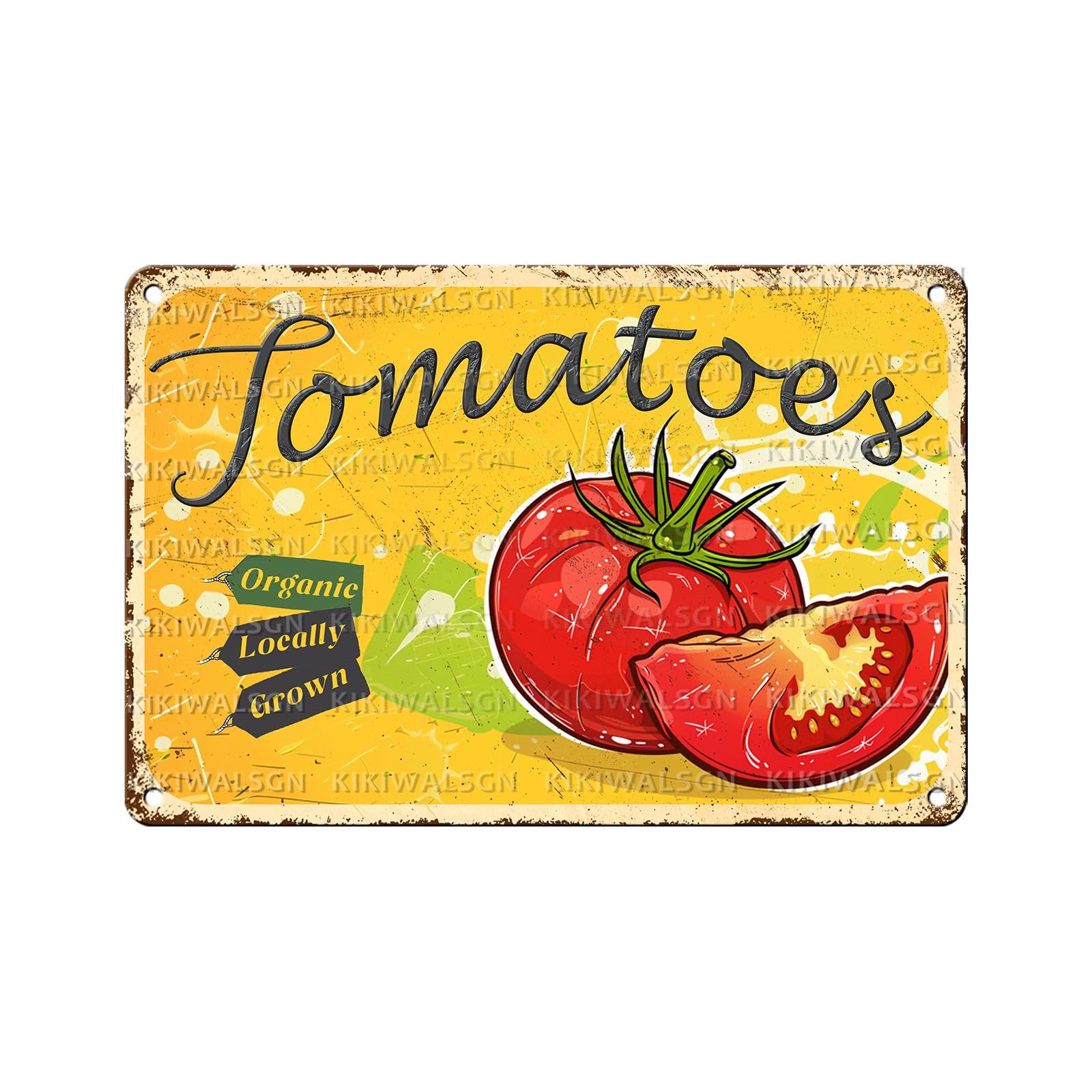 Tomato Vegetable Metal Tin Sign Vintage Garden Fresh Wall Art for Home Kitchen Bar Cafe Office 8x12Inch