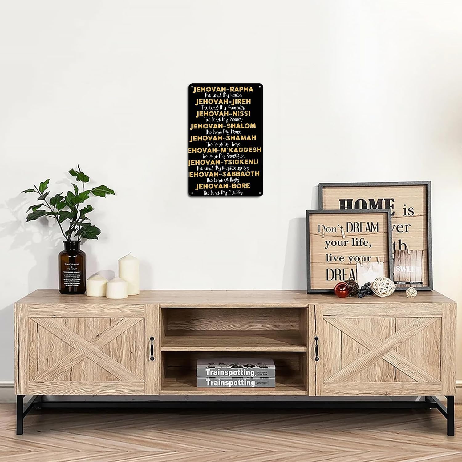 Jehovah Names tin sign Vintage Biblical Scripture Metal Sign Print Aesthetic for Garden Yard Bar Porch Home Bedroom Kitchen Wall Decor Gift 8 x 12 in
