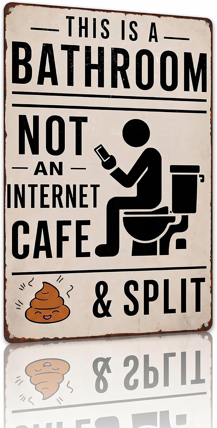 BHOKEM Vintage Bathroom Sign, This Is A Bathroom Not An Internet Cafe Tin Sign 8x12 Inch, Funny Restroom Decor for Farmhouse Toilet, Powder Room, Guest Bath, Housewarming Gifts