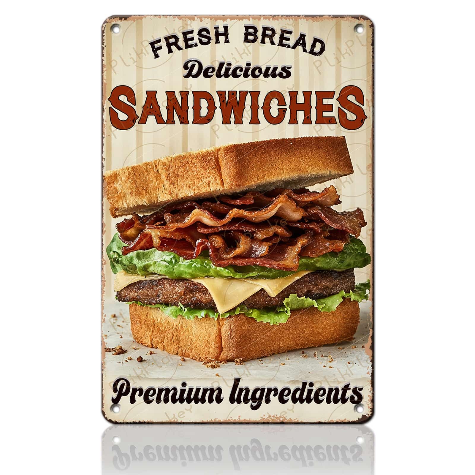 Best in Town Beef Hamburgers Retro Metal Tin Sign Vintage Wall Decor Bar Fast Food Shop Restaurant Kitchen Snack Truck Pub Coffee Home Poster 12x8 Inch