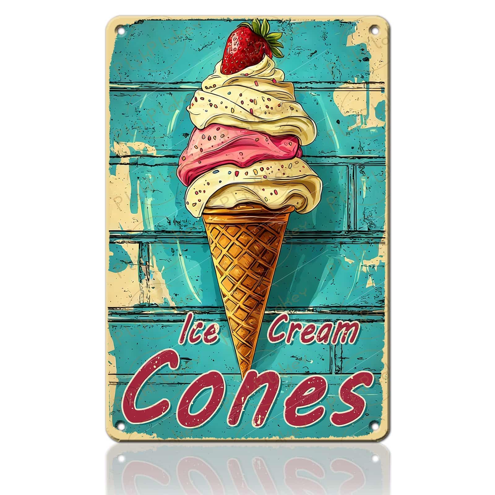 Vintage Metal Tin Sign Ice Cream Retro Sweet Food Diner Wall Decor Kitchen Cafe Bar Club Home Kids Room Living Room Dessert Store Hotel Poster 12x8 Inch