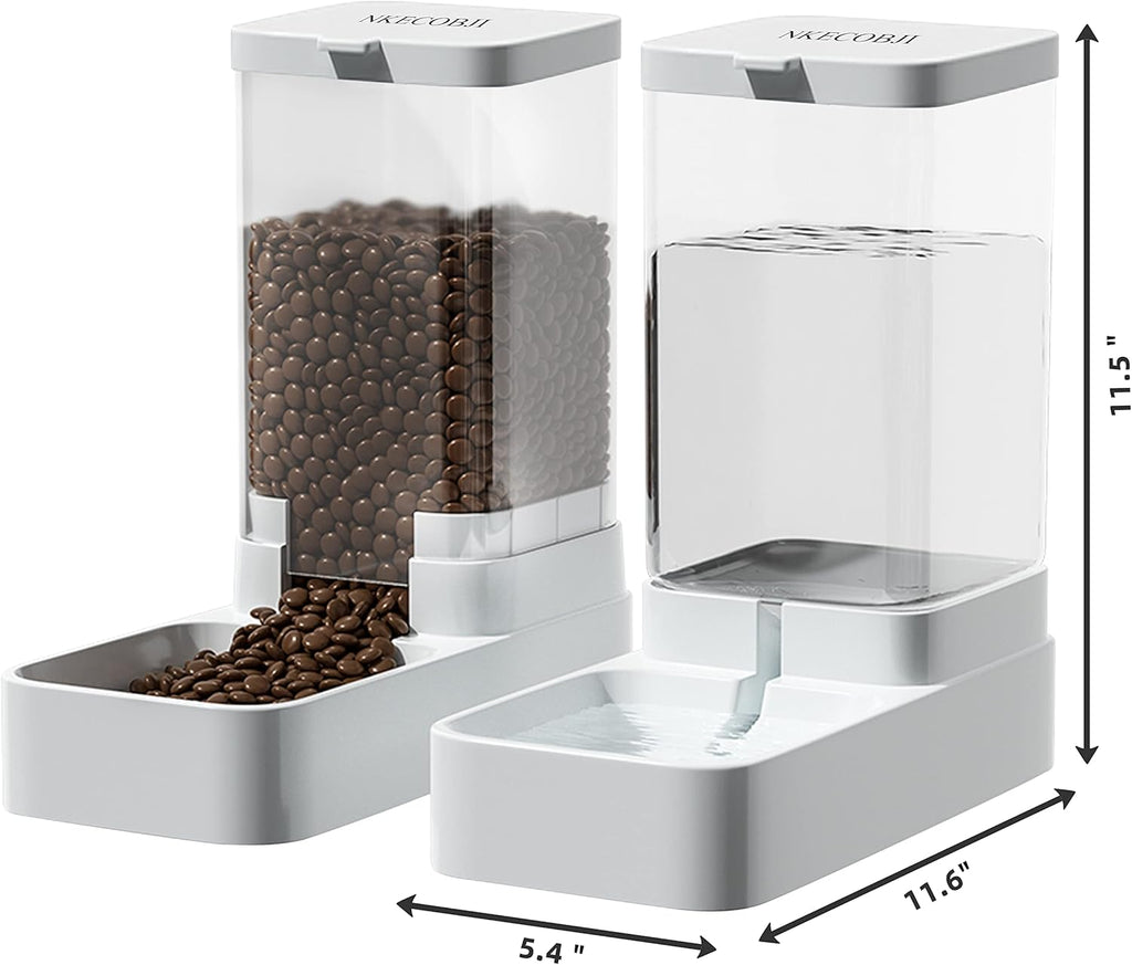 NKECOBJI Gravity Pet Feeder and Water Dispenser Set, Automatic Dog Feeder and Dog Water Dispenser for Dogs Cats Pets Animals Large Capacity(3.8L)