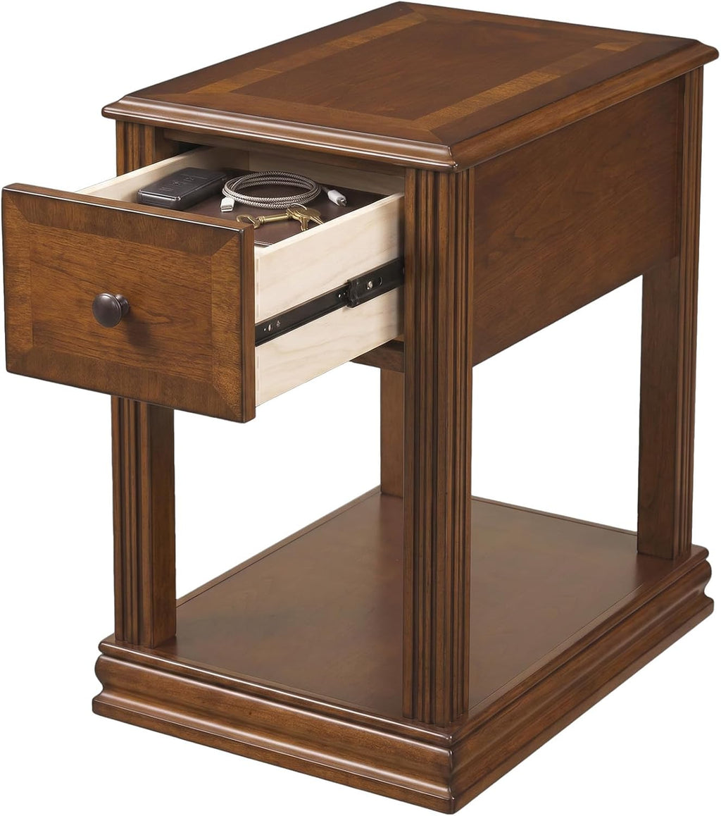 Signature Design by Ashley Breegin Chair Side End Table, 1 Drawer, 1 Fixed Shelf, Veneers, Wood, 13.13" W x 22.13" D x 23" H, Brown