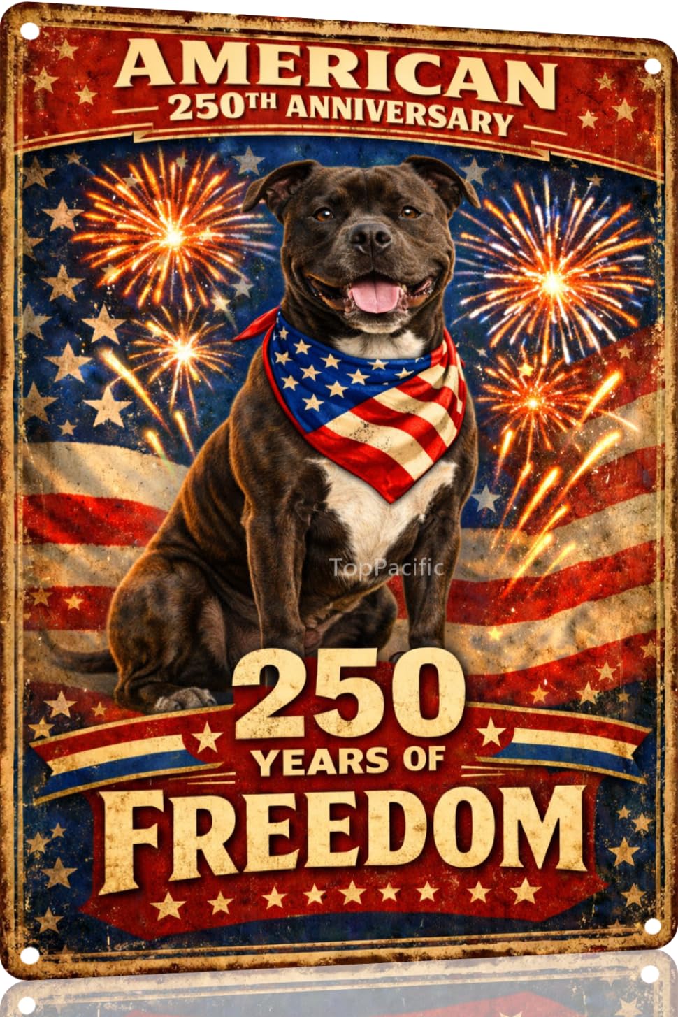 American 250th Anniversary Border Collie Funny Tin Sign 12x8 Inch Independence Day Vintage Metal Wall Art Retro Humor for Kitchen Bedroom Room Home Gift Decoration(59342)