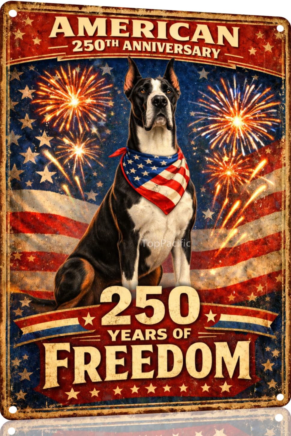 American 250th Anniversary Border Collie Funny Tin Sign 12x8 Inch Independence Day Vintage Metal Wall Art Retro Humor for Kitchen Bedroom Room Home Gift Decoration(59342)