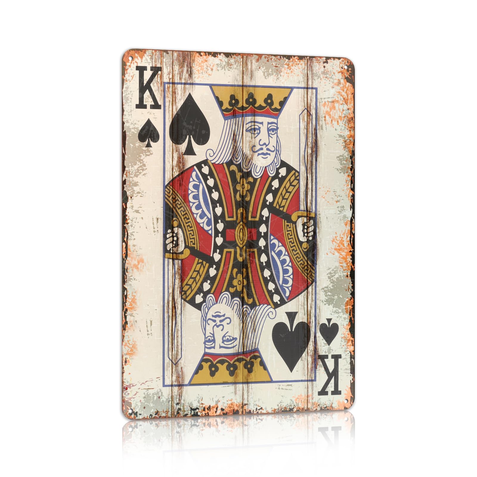 Vintage Poker Metal Sign Red Joker Tin Sign Playing Card Wall Sign Man Cave Home Wall Decor 12 x 8 Inch