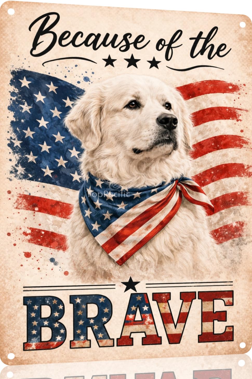 Patriotic Brittany-Spaniel Funny Tin Sign 12x8 Inch Vintage Metal Wall 4th of July Independence Day Art Retro Humor for Bathroom Kitchen Bedroom Room Home Gift Decoration(58978)