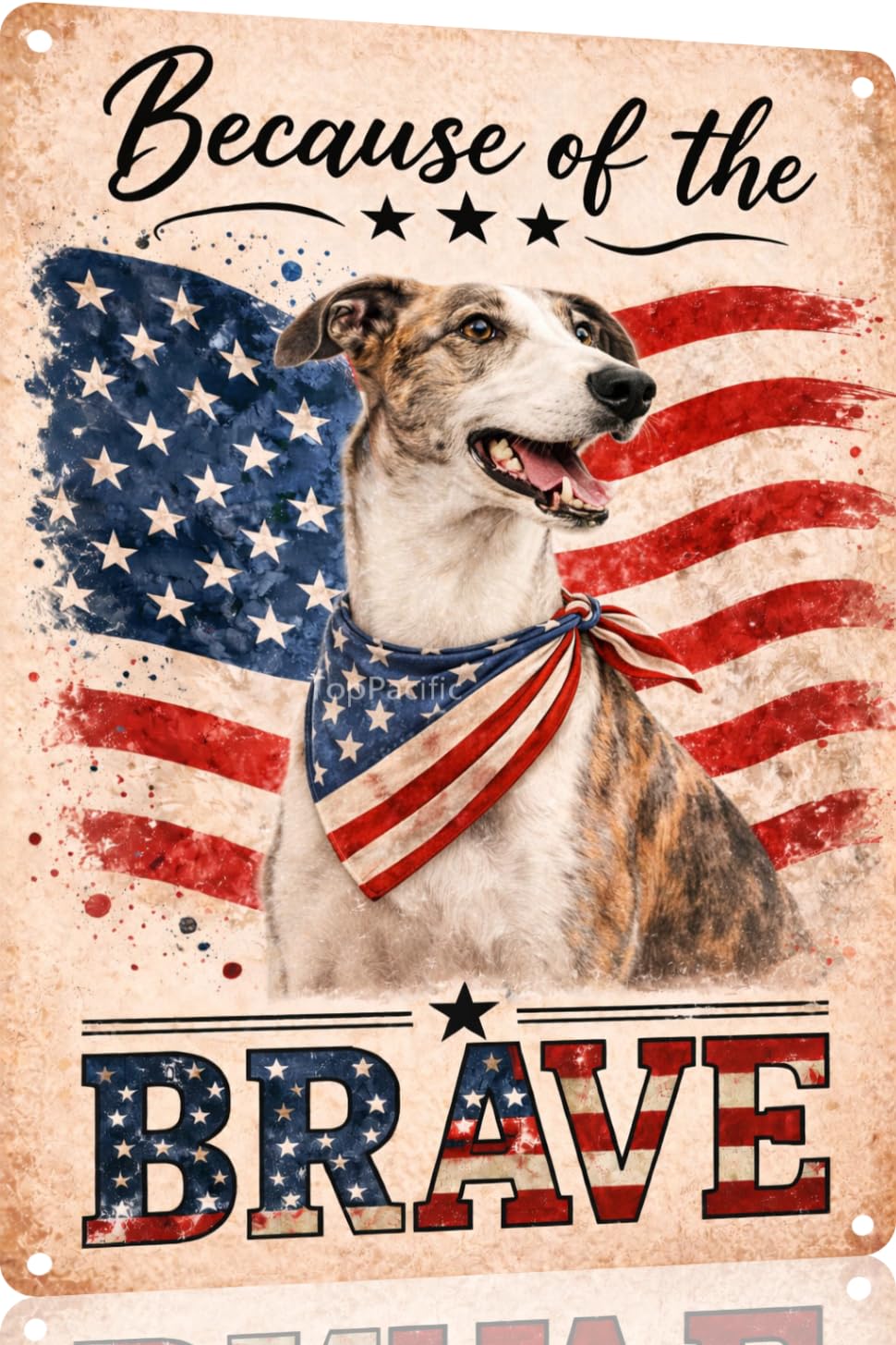 Patriotic Brittany-Spaniel Funny Tin Sign 12x8 Inch Vintage Metal Wall 4th of July Independence Day Art Retro Humor for Bathroom Kitchen Bedroom Room Home Gift Decoration(58978)