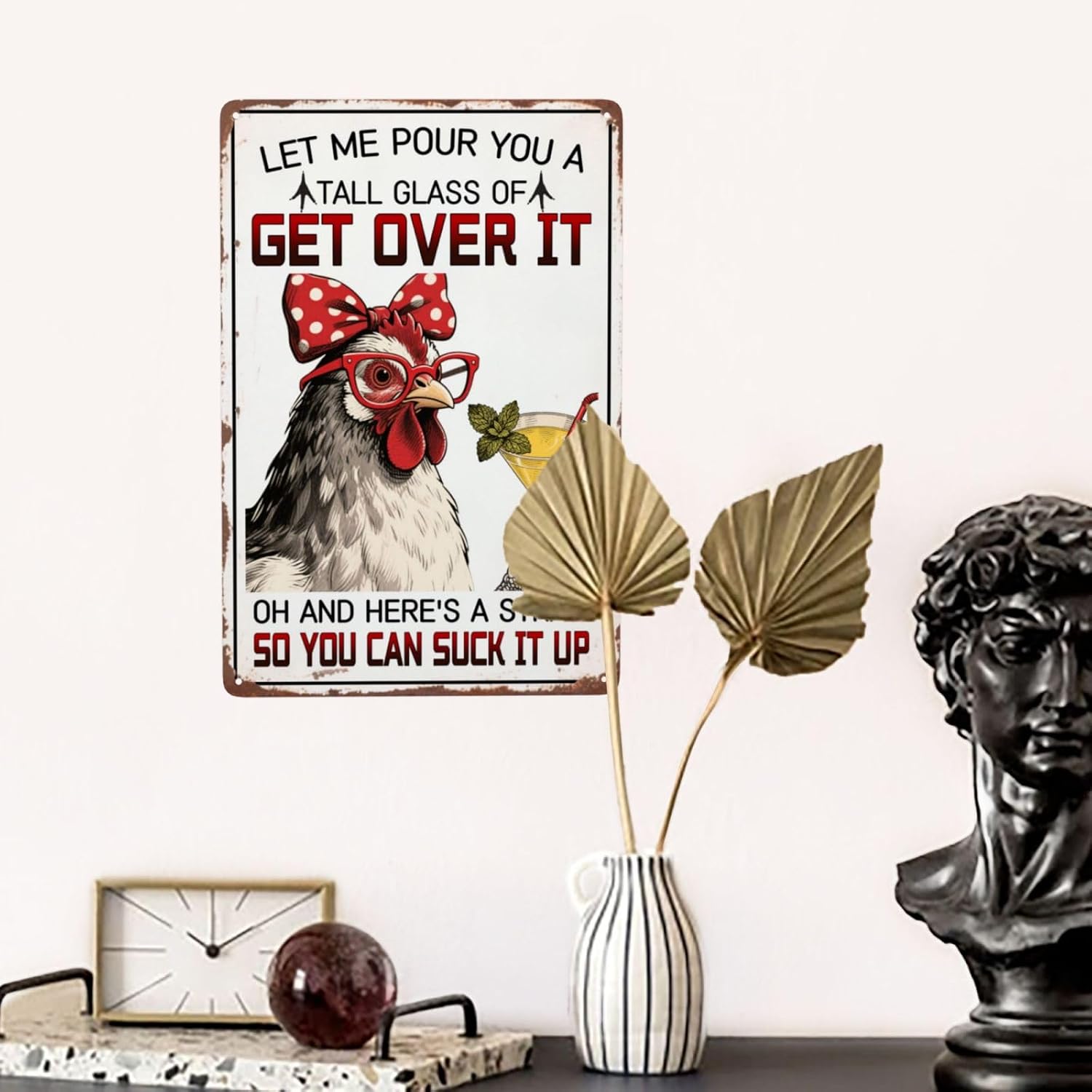 Let Me Pour You A Tall Glass Of Get Over It Vintage Metal Tin Sign Retro Rustproof Funny Art Wall Decor Gift 8x12 Inch