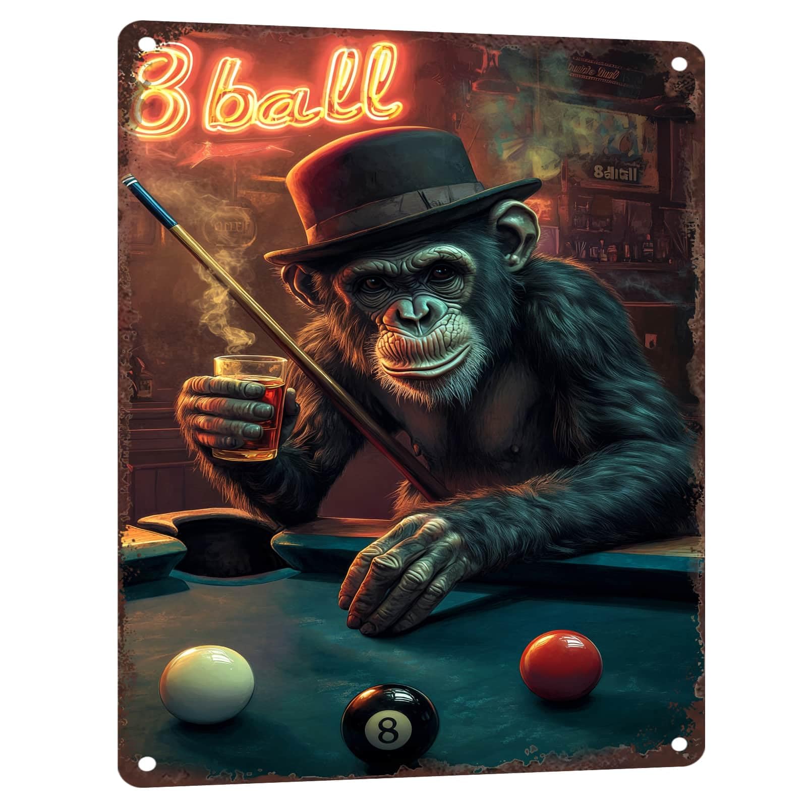 Billiards Metal Sign Less Talk More Chalk Billiards Vintage Art Wall Decor Funny Pool Decor for Man Cave Game Room Bar Garage Billiard Room 8x12 Inch
