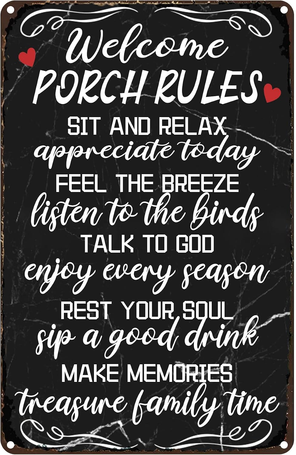Vintage Welcome Patio Rules Sign Metal Tin Sign Wall Art Decor - Retro Farmhouse Signs Outdoor Decor Gift for Women Men Friends - 8x12 Inch