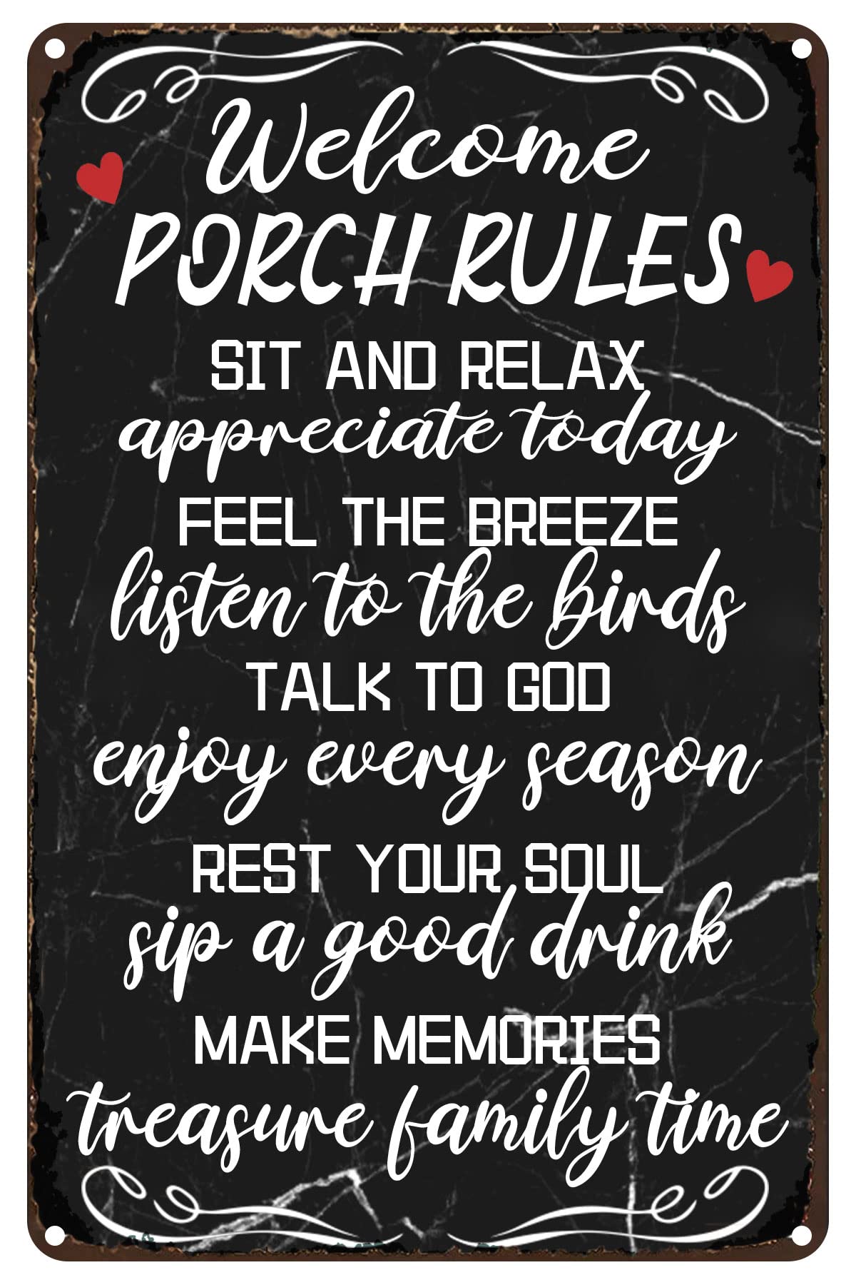Vintage Welcome Patio Rules Sign Metal Tin Sign Wall Art Decor - Retro Farmhouse Signs Outdoor Decor Gift for Women Men Friends - 8x12 Inch