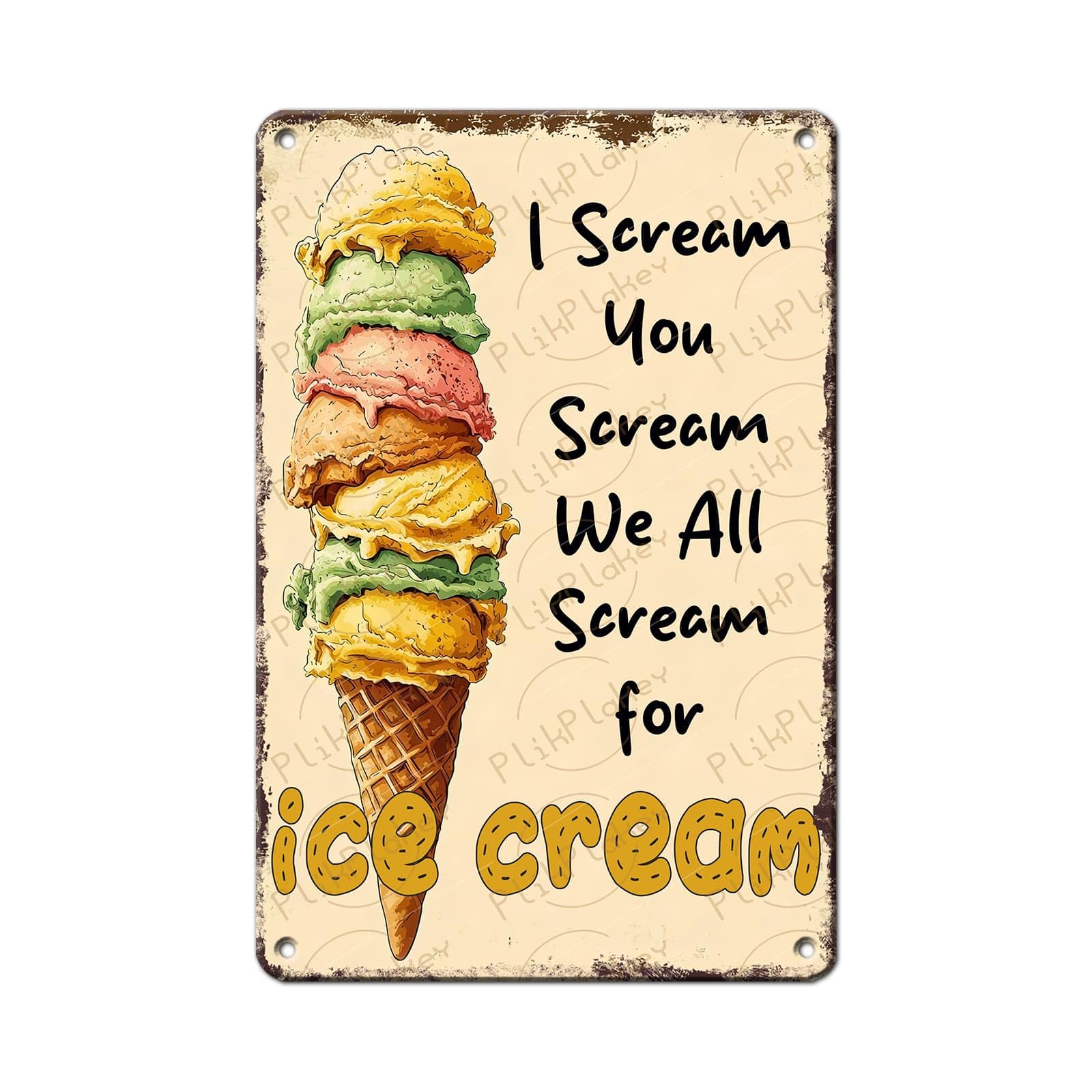 Vintage Metal Tin Sign Ice Cream Retro Sweet Food Diner Wall Decor Kitchen Cafe Bar Club Home Kids Room Living Room Dessert Store Hotel Poster 12x8 Inch