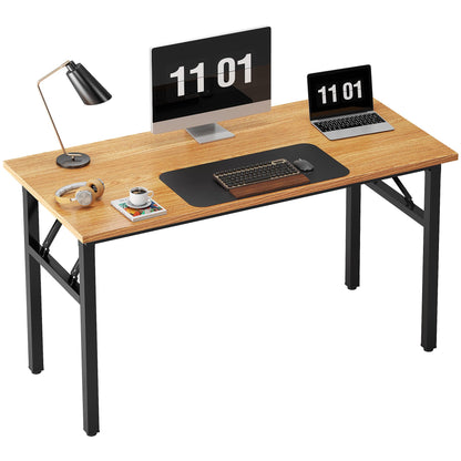 Need Folding Desk, 54 inch Large Computer Desk for Home Office, No Install Needed Study Student Writing Table Desk Workstation, Rustic Brown