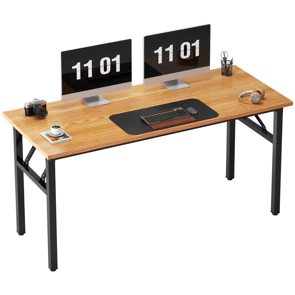 Need Folding Desk, 54 inch Large Computer Desk for Home Office, No Install Needed Study Student Writing Table Desk Workstation, Rustic Brown