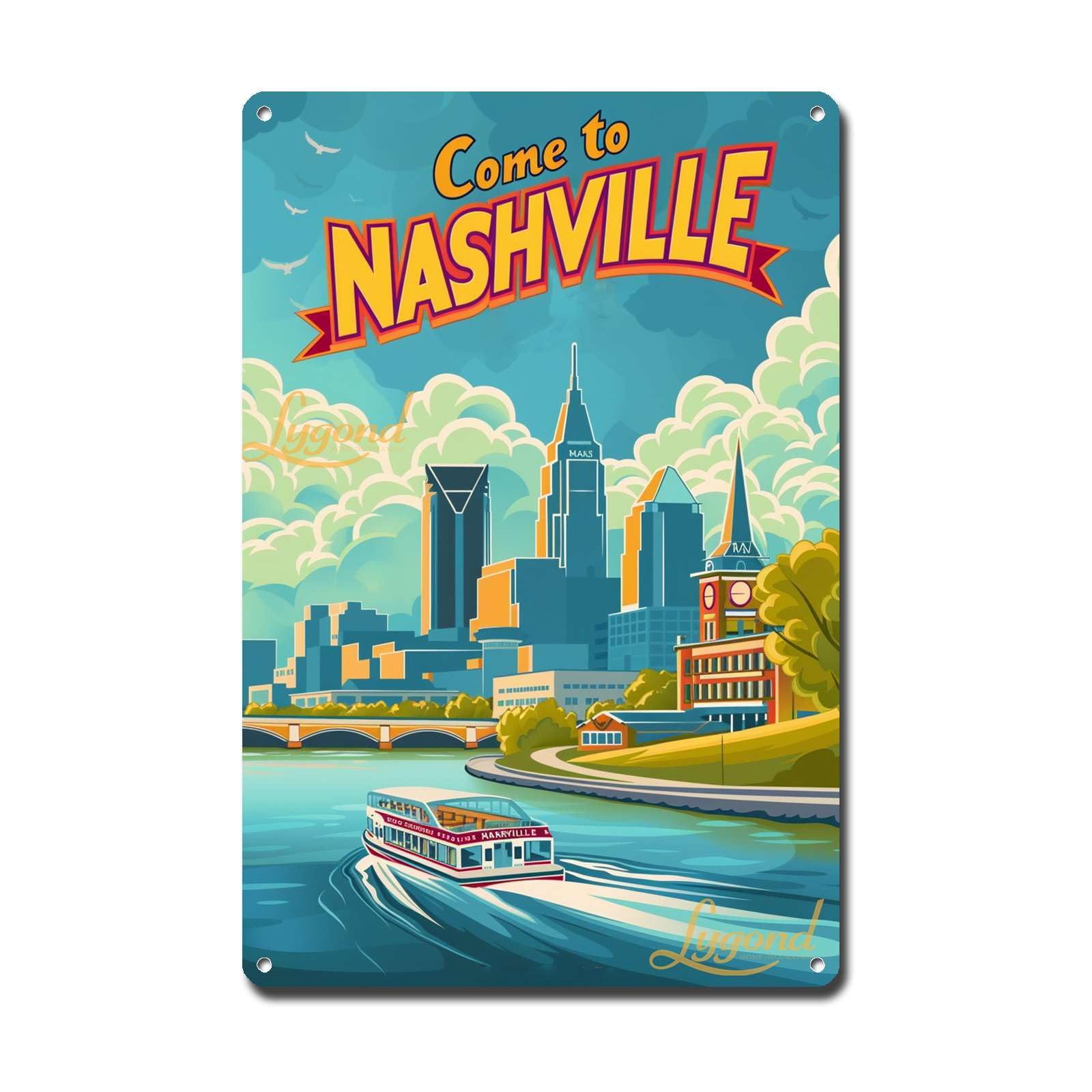 Lygond Metal Sign Tin Sign Vintage Wall Art Come to Chicago Travel Greenhouse Decor for Gift 8×12 Inches