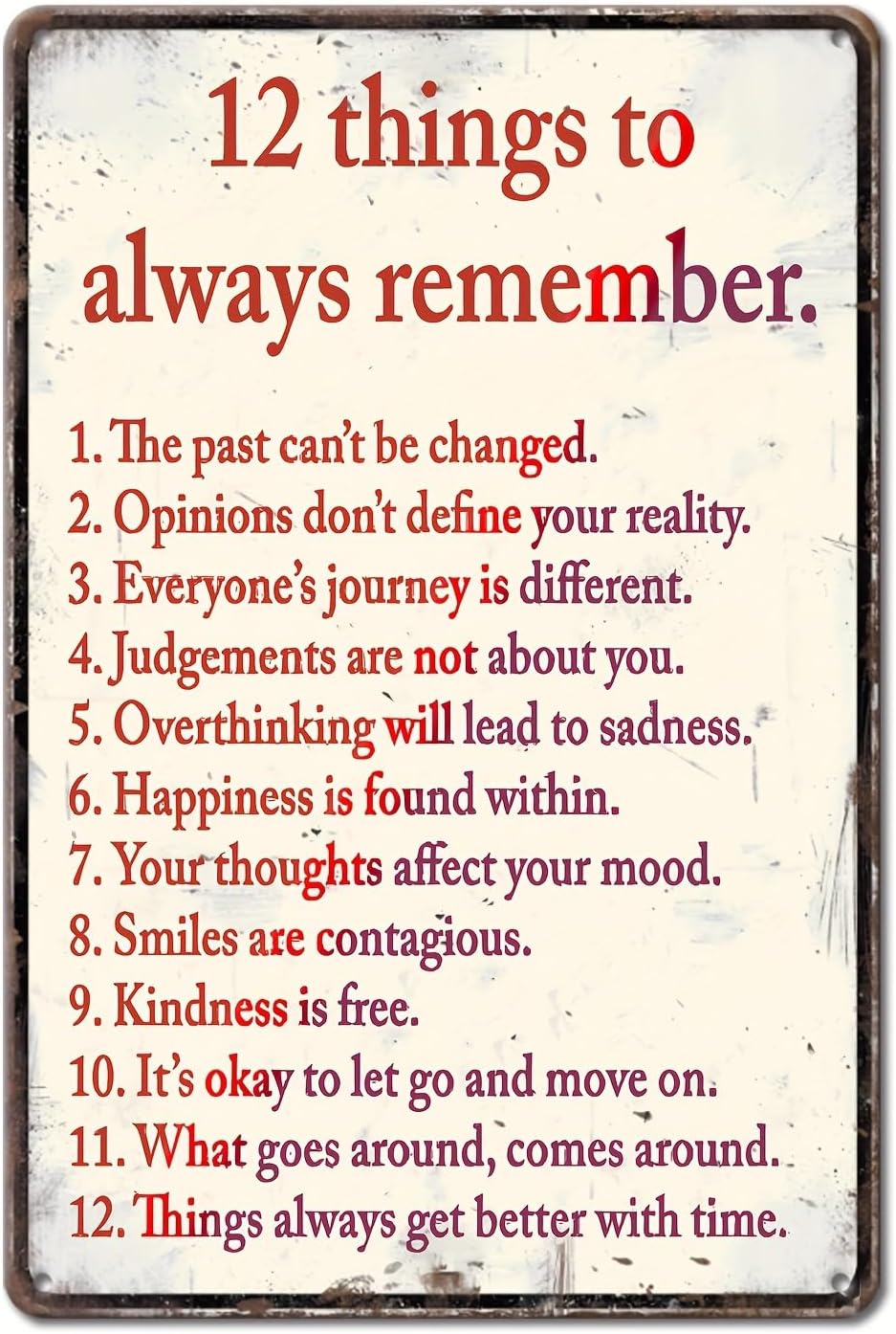 Vintage 12 Things to Always Remember Aluminium Metal Tin Sign 8x12 Inch Tin Poster Wall are Decor New