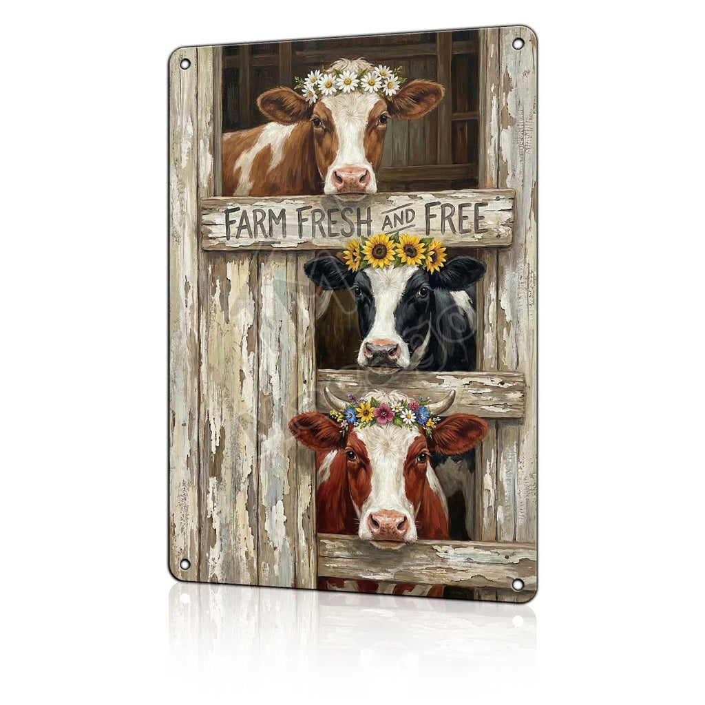 Rise and Shine Chicken Metal Tin Sign - Rustic Farmhouse Kitchen Wall Decor - Cute Rooster & Hen Art Poster for Coffee Bar or Breakfast Nook 8x12 inch