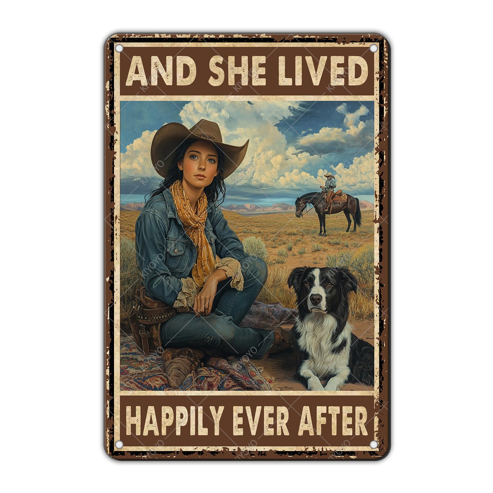 Vintage Metal Tin Sign You Don't Stop Riding When You Get Old Retro Wall Art Decor Woman Riding Horse Under Moon 12x8 Inch