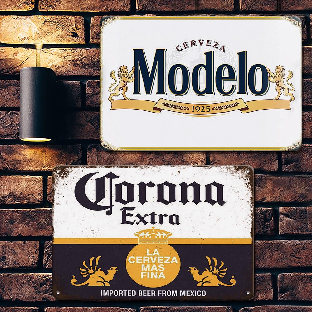 Bar Signs, Beer Signs for Man Cave, Corona Beer Signs Garage Decor Bar Decorations, 8x12 Inches Coors Light Beer Poster Metal Signs Bar Wall Decor Bar Decor for Pub Home House Coffee