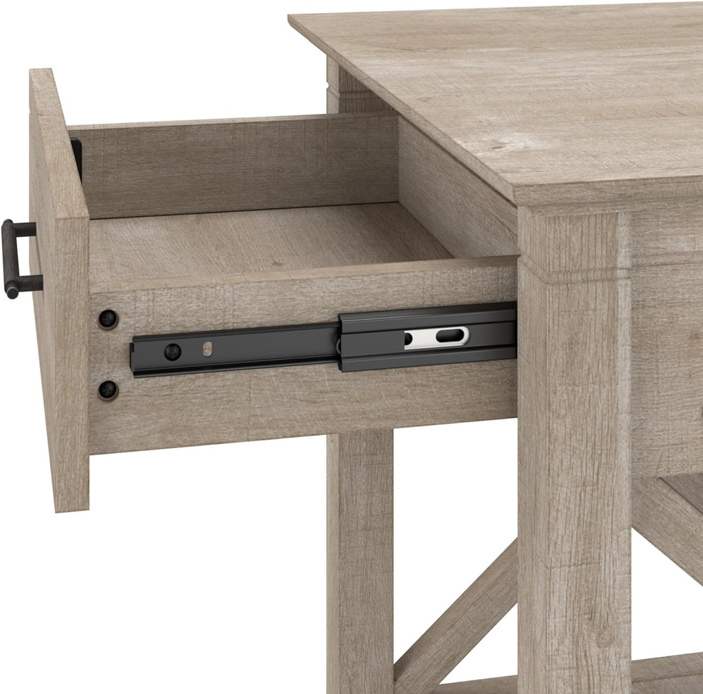 Bush Home End Table with Drawer, Nightstand with Storage, Living Room and Bedroom Furniture, Key West Collection, Washed Gray