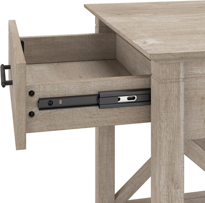 Bush Home End Table with Drawer, Nightstand with Storage, Living Room and Bedroom Furniture, Key West Collection, Washed Gray