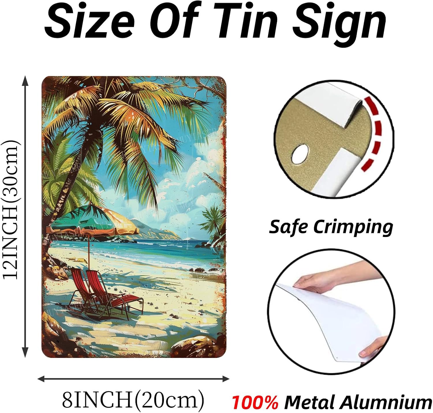 Metal Signs Vintage Beach Decor Retro Aluminum Tin Sign for Beach Kitchen Office Home Bar Cafe Decor 8x12 Inch