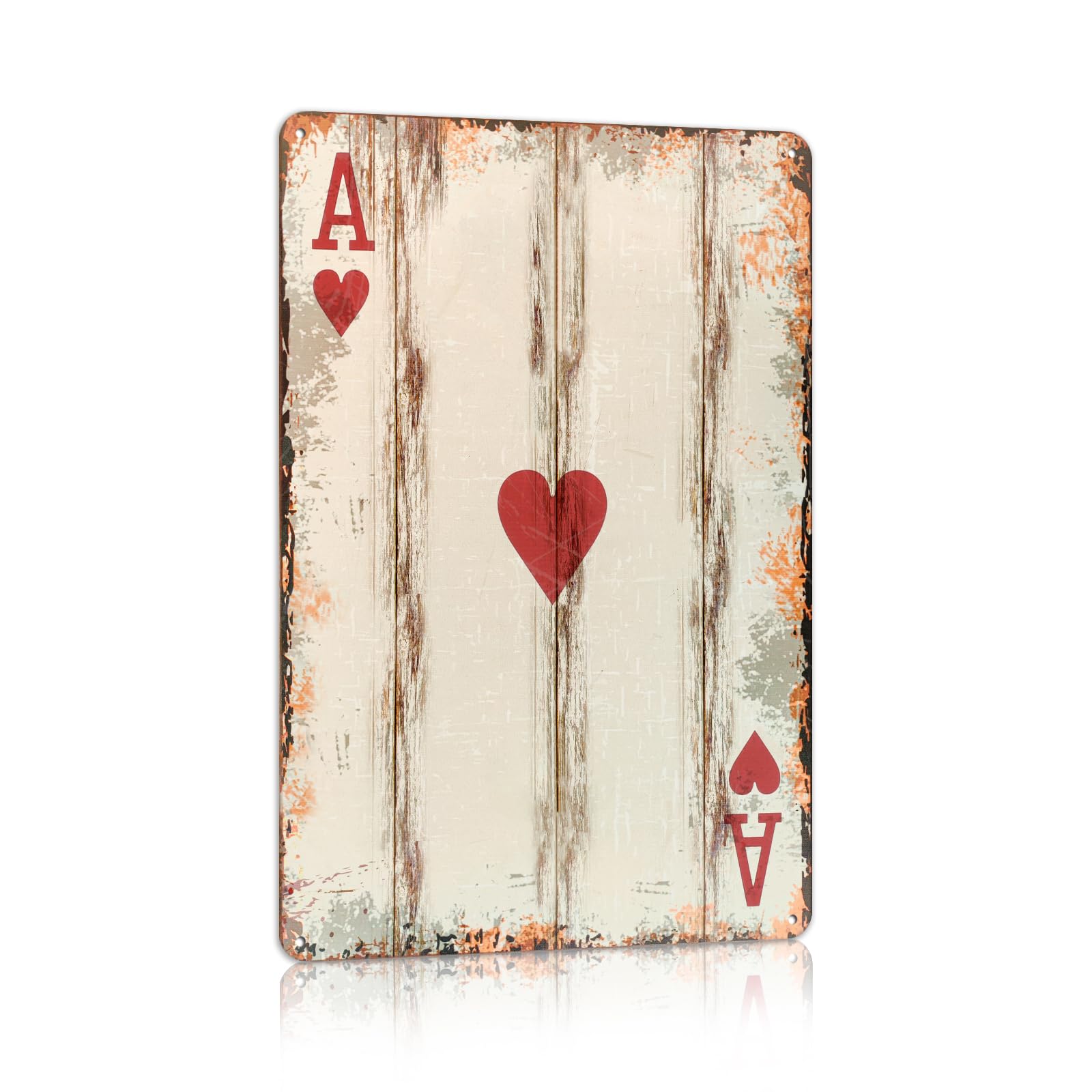 Vintage Poker Metal Sign Red Joker Tin Sign Playing Card Wall Sign Man Cave Home Wall Decor 12 x 8 Inch
