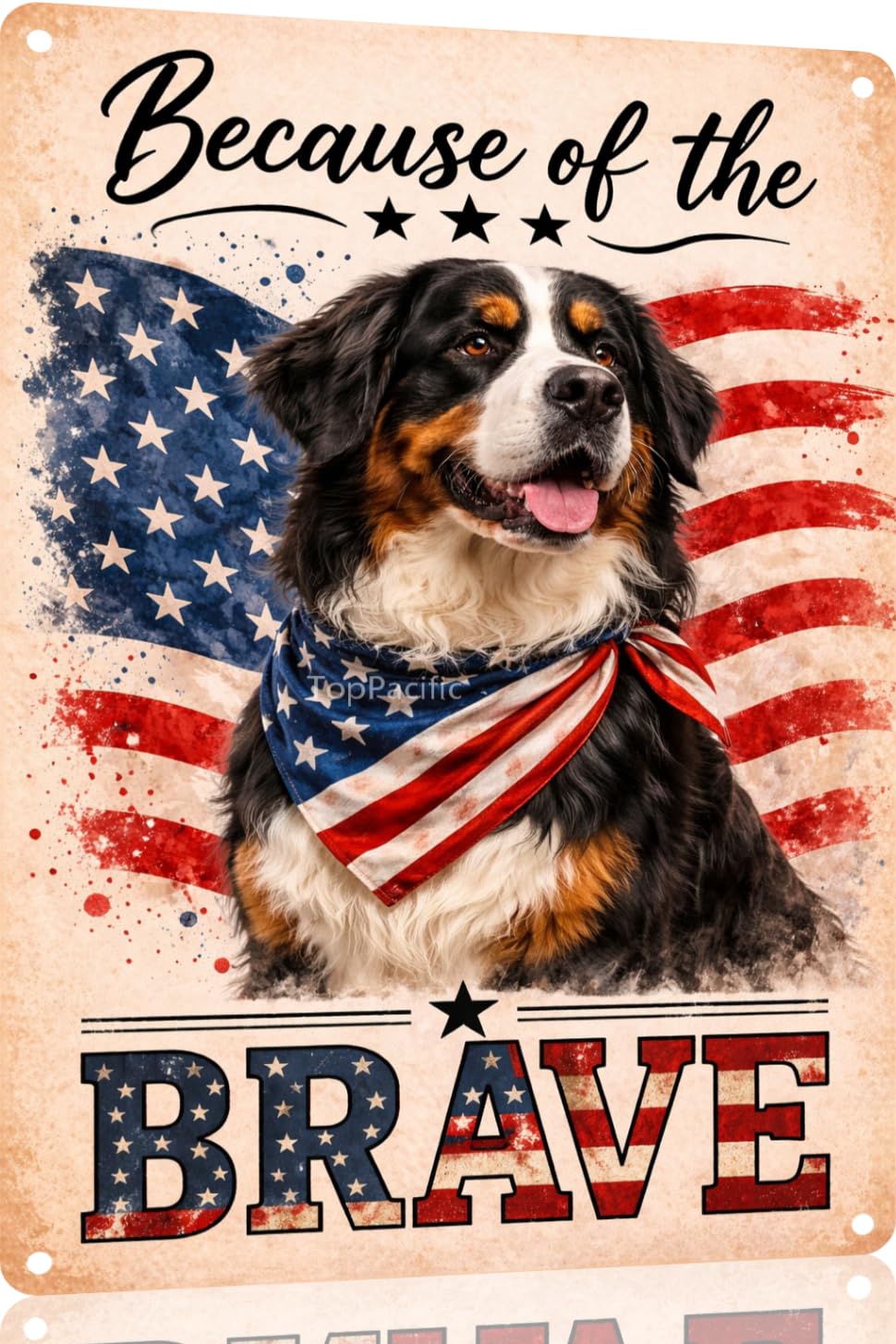 Patriotic Brittany-Spaniel Funny Tin Sign 12x8 Inch Vintage Metal Wall 4th of July Independence Day Art Retro Humor for Bathroom Kitchen Bedroom Room Home Gift Decoration(58978)