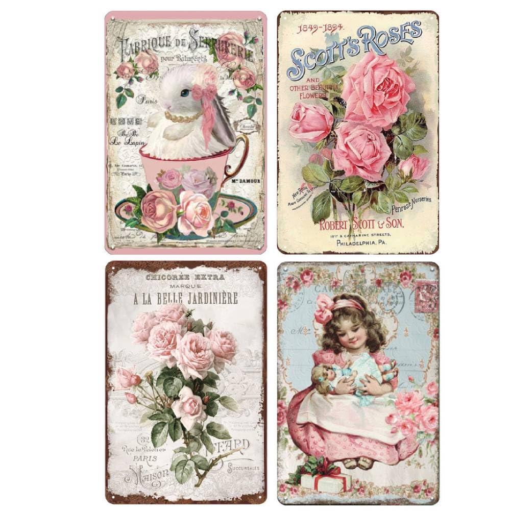 YOYI ART Lavender Decor Tin Sign - French Country Vintage Shabby Chic Signs for Room, Bathroom, Garden, Yard Wall Decor Art Accessories, Gifts for Women and Flower Lover, 8 x 12 inch