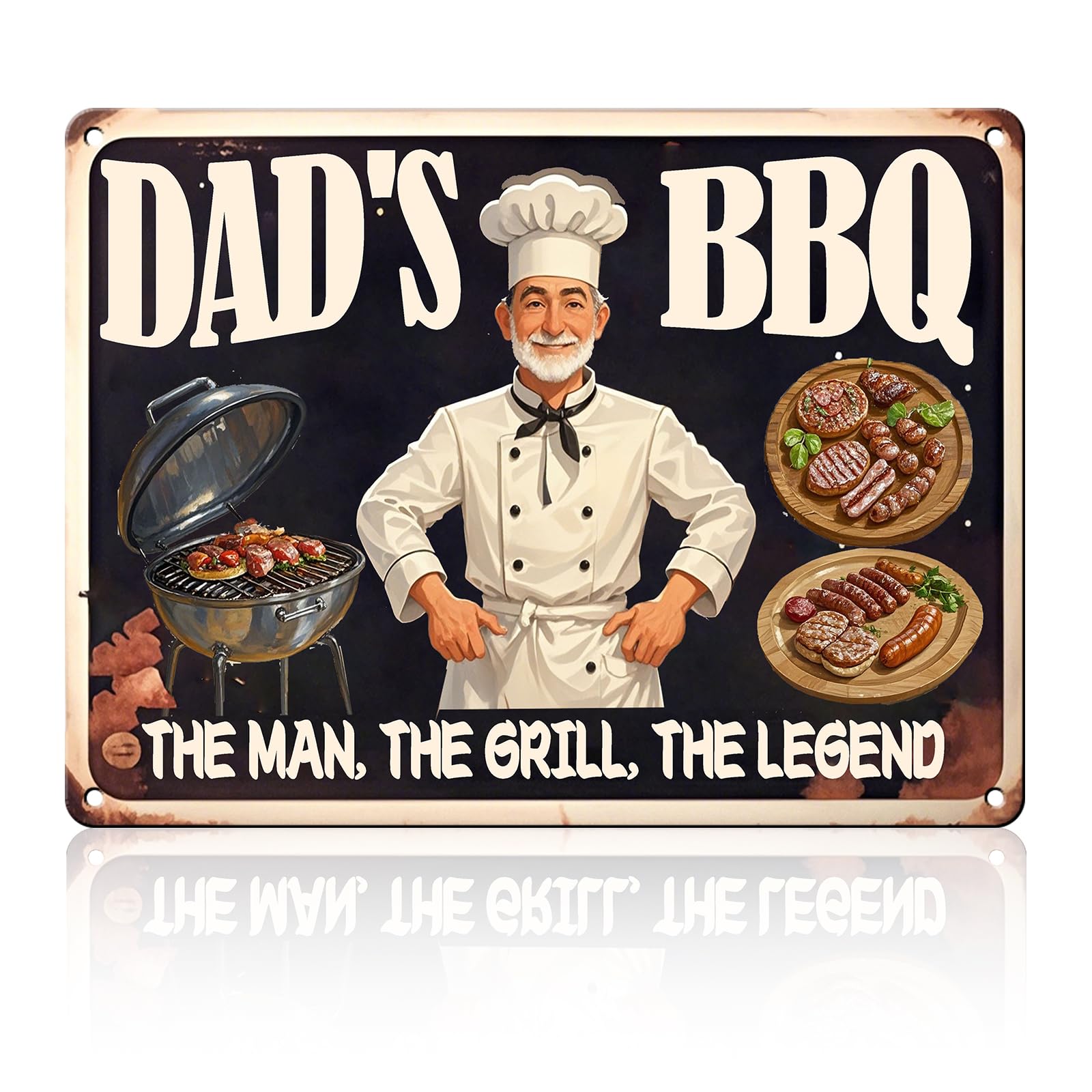Dad's BBQ Metal Tin Sign BBQ Retro Metal Tin Sign Home Kitchen Wall Decor 12x8 Inch Funny Plaque