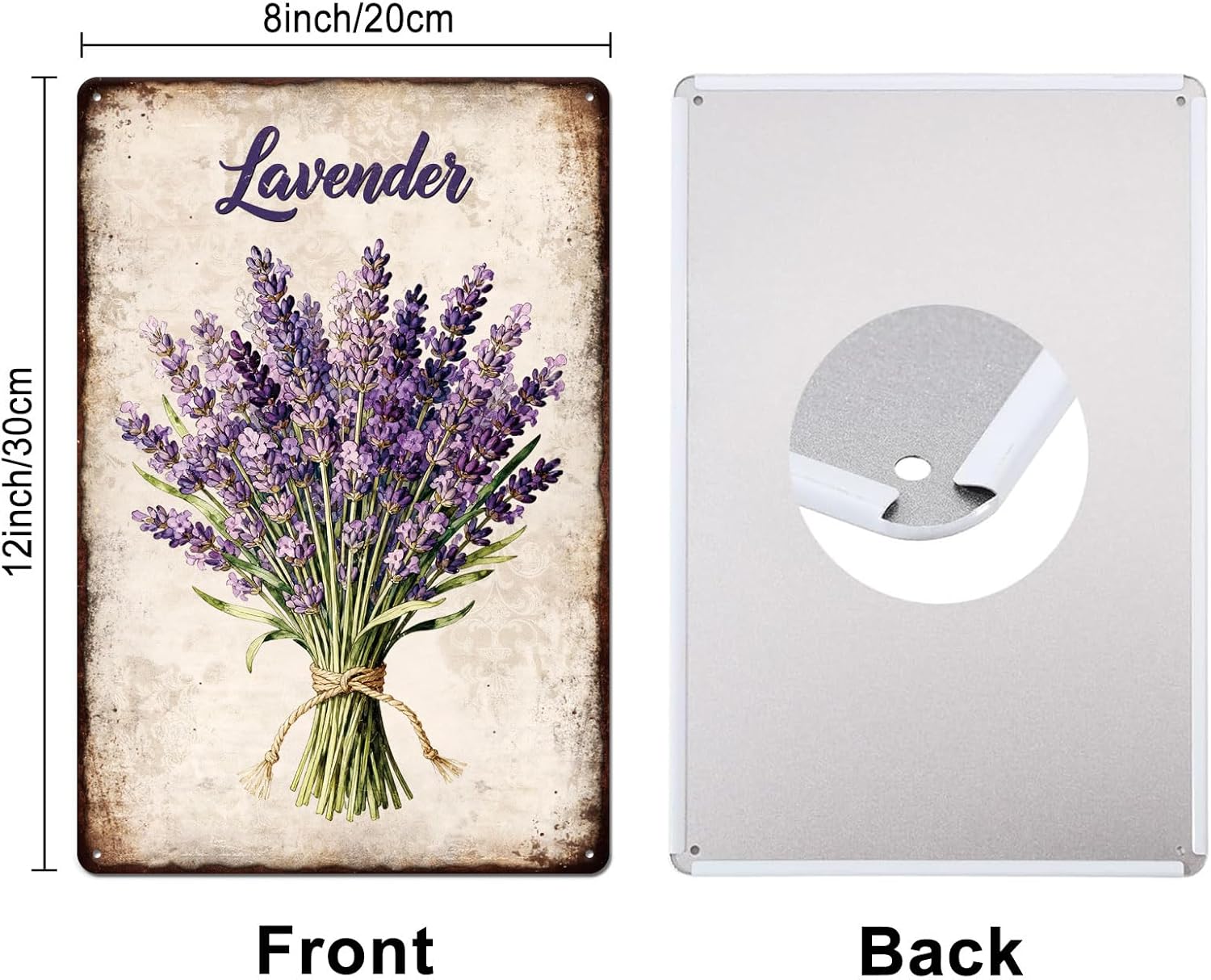 GLOBLELAND Lavender Metal Tin Sign 8x12in Flower Bouquet Vintage Painting Tin Signs Wall Poster Plaque for Gardens Patios Dining Rooms Living Rooms Bedrooms Floral Shops