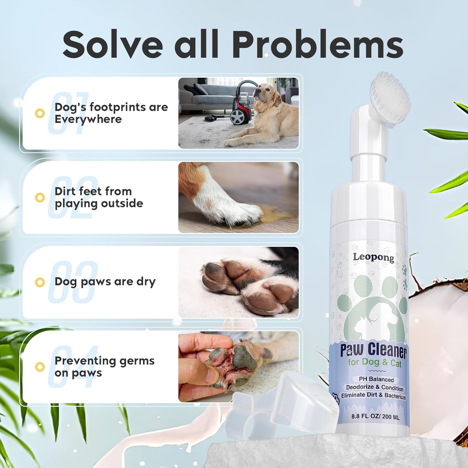 Leopong Dog Paw Care Kit, Paw Cleaner & Paw Balm for Dogs