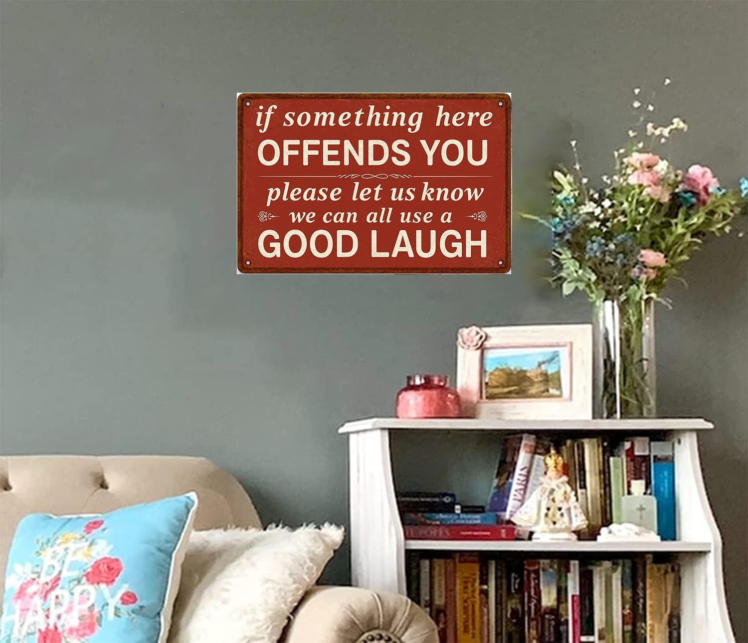 You Can’t Buy Happiness But You Can Buy Pizza – Funny Vintage Metal Tin Sign 12x8 Inch – Retro Kitchen, Restaurant, or Pizzeria Wall Decor Plaque