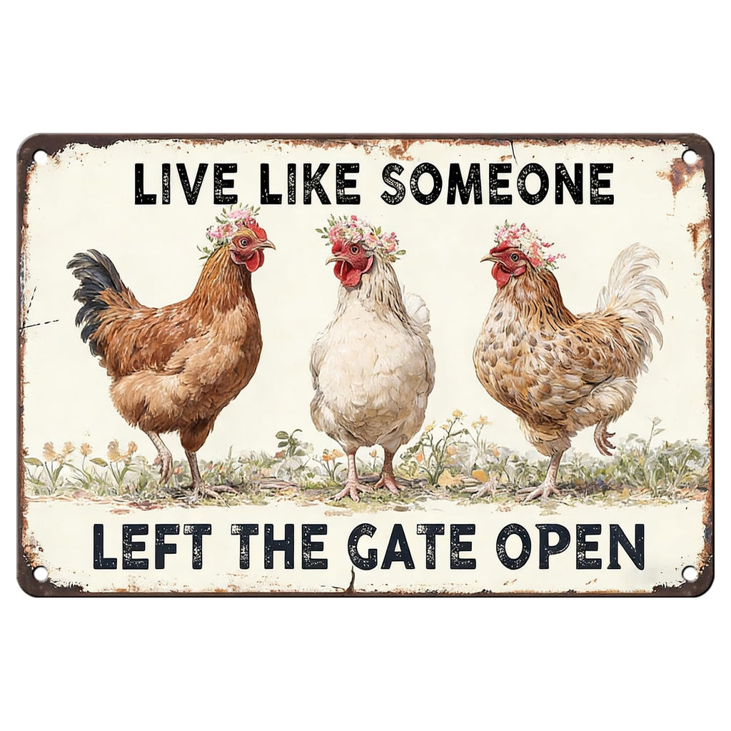 Funny Chicken Faith & Farmhouse Gifts Just A Girl Who Loves Jesus&Chickens Vintage Tin Sign for Farm Kitchen Garden or Cottage Wall 8x12Inch