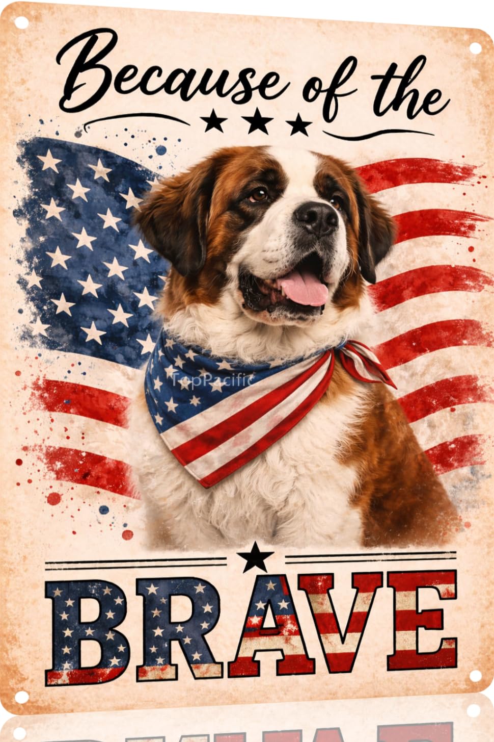 Patriotic Brittany-Spaniel Funny Tin Sign 12x8 Inch Vintage Metal Wall 4th of July Independence Day Art Retro Humor for Bathroom Kitchen Bedroom Room Home Gift Decoration(58978)