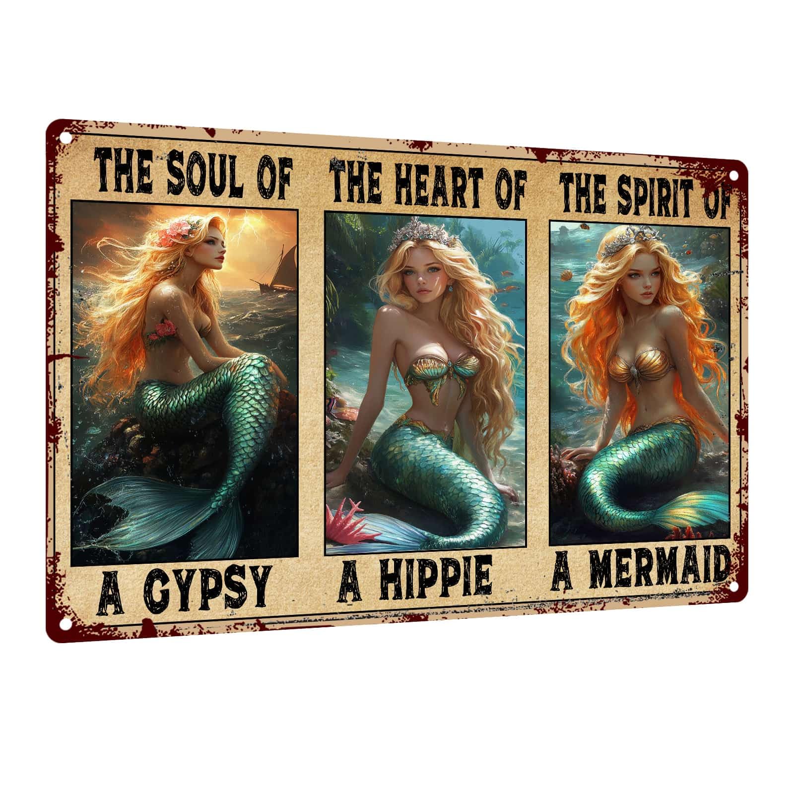 Mermaid Metal Tin Sign Vintage Mermaid Bathroom Decor Wall Art Rustic Funny Bathroom Sign for Home Restroom Washroom Decor 8x12 Inch