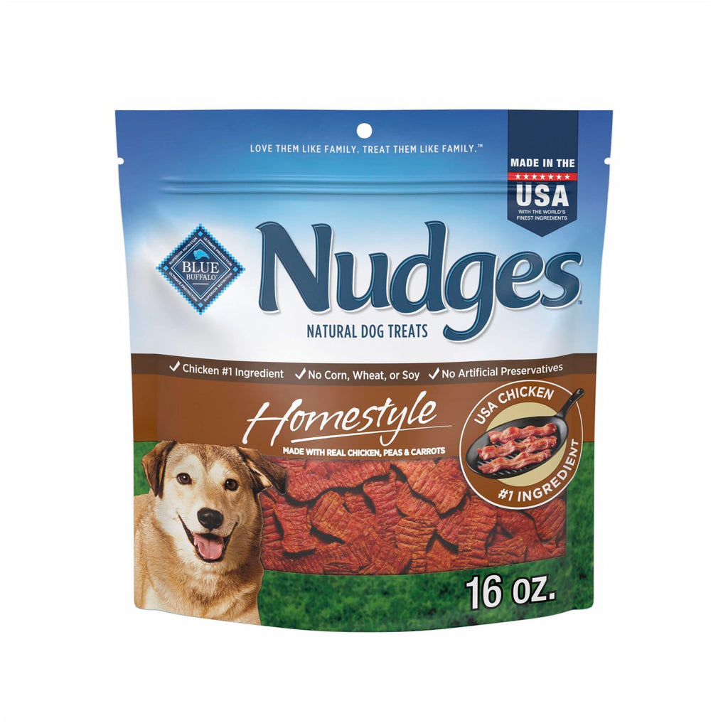 Blue Buffalo Nudges Chicken Homestyle Natural Dog Treats, Pot-Pie-Inspired Recipe, Healthy Reward or Training Treat, Made in the USA with Real Chicken, No Artificial Preservatives, 16 oz.