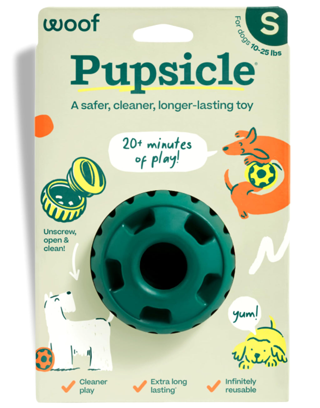 WOOF Party Pupsicle - Long-Lasting Interactive Dog Toys for Boredom - Low-Mess Design - Birthday Gifts for Dogs - Large Dog Toys - Party Pink