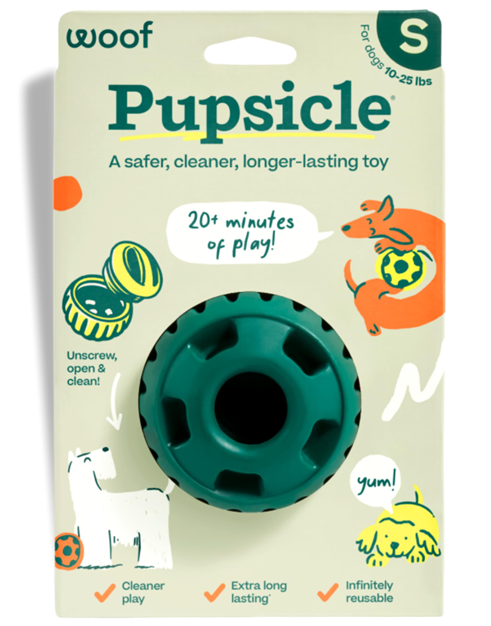 WOOF Party Pupsicle - Long-Lasting Interactive Dog Toys for Boredom - Low-Mess Design - Birthday Gifts for Dogs - Large Dog Toys - Party Pink