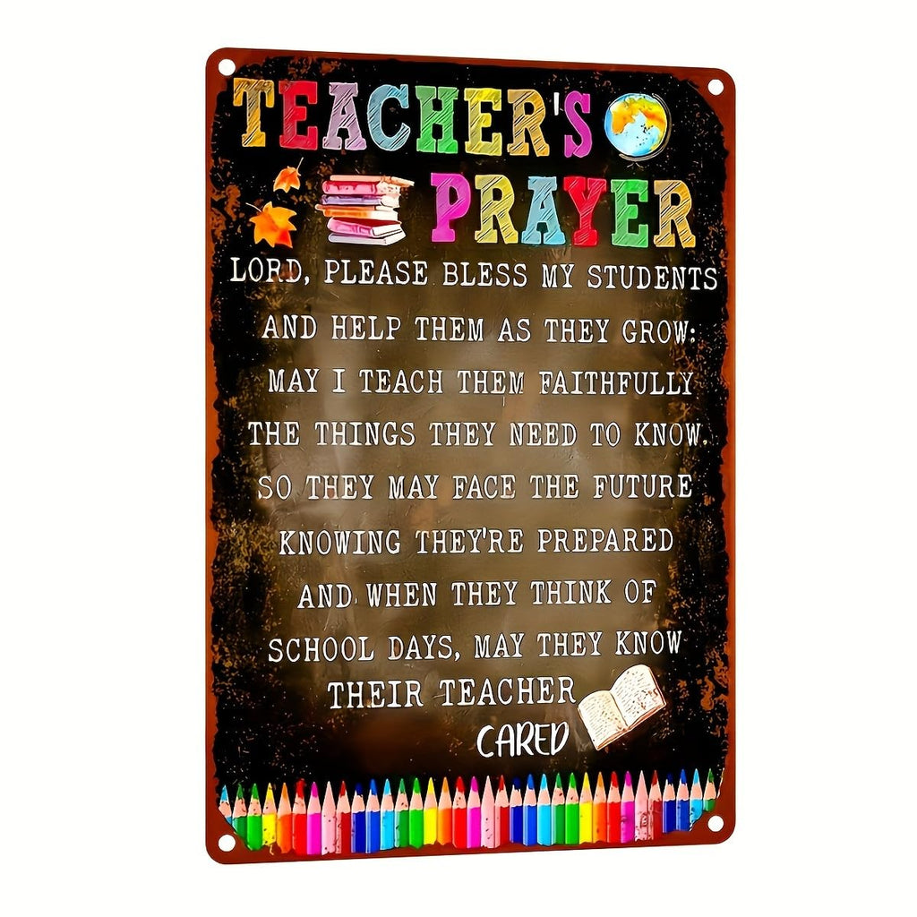 Teacher's Prayer Metal Tin Sign (12x8 inches) - Perfect for Classroom, Home, Bar, Cafe & Garage Decor