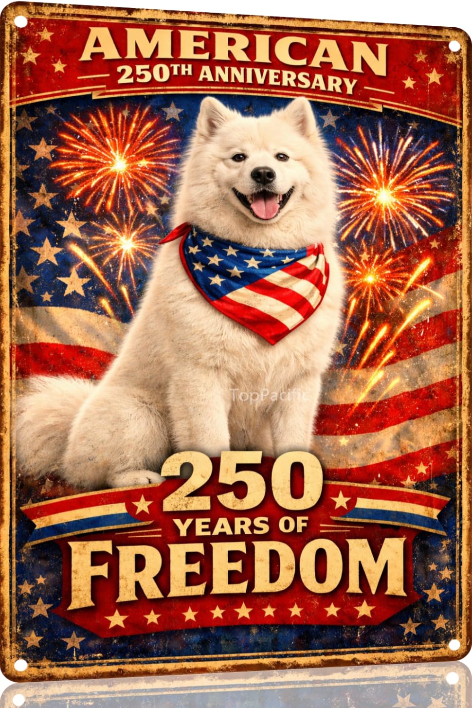 American 250th Anniversary Border Collie Funny Tin Sign 12x8 Inch Independence Day Vintage Metal Wall Art Retro Humor for Kitchen Bedroom Room Home Gift Decoration(59342)