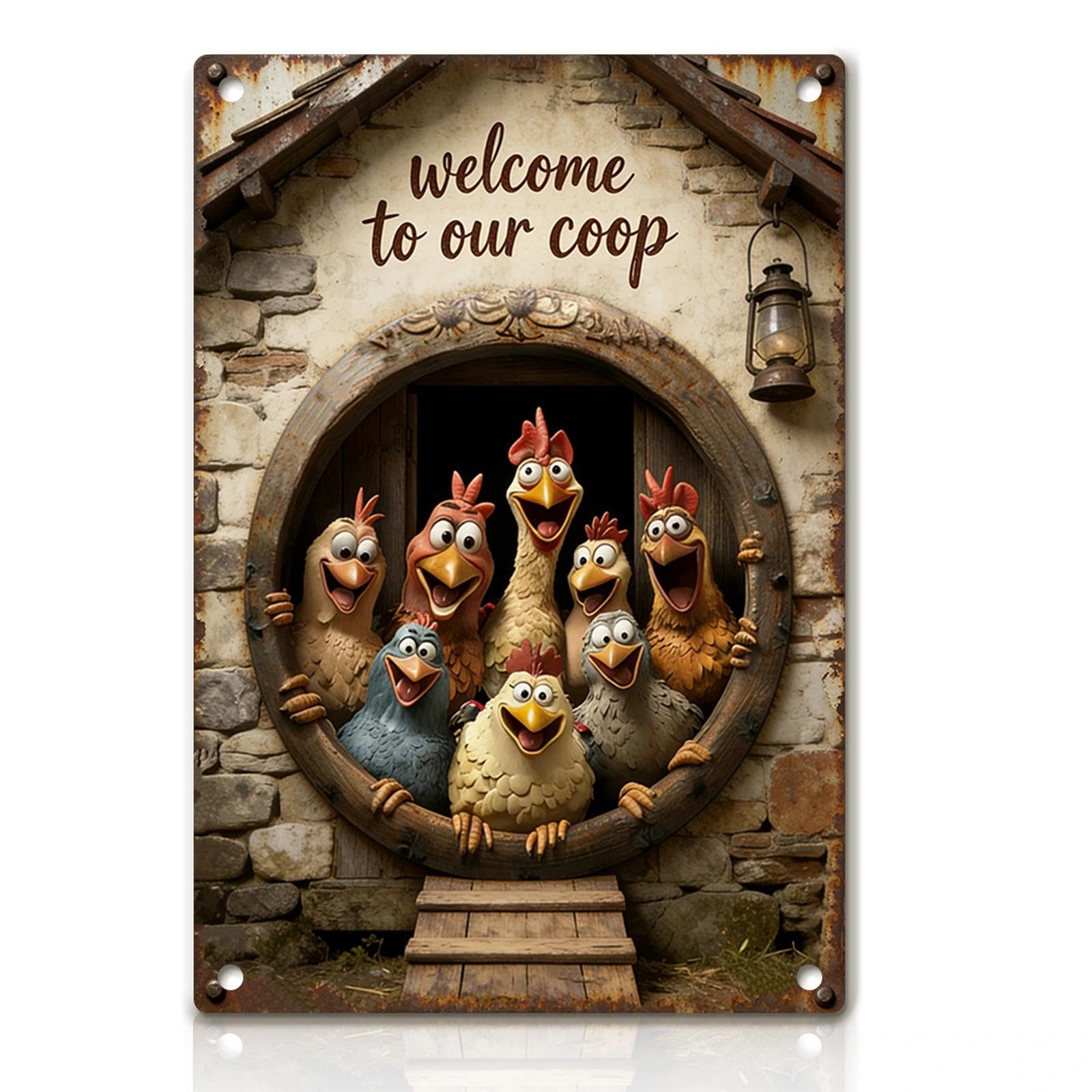 Chicken Metal Decor Sign Vintage Metal Tin Sign Wall Art Decor Cool Chicks Live Here Chicken Coop Signs Accessories for Outdoor Decorations Gifts for Women and Hen Lovers 8 X 12 Inch