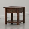 SIMPLIHOME Monroe End Table - 22 inch Wide Solid Acacia Wood Side Table in Distressed Charcoal Brown, Rustic Accent Table for Living Room or Bedroom with Drawer and Shelf