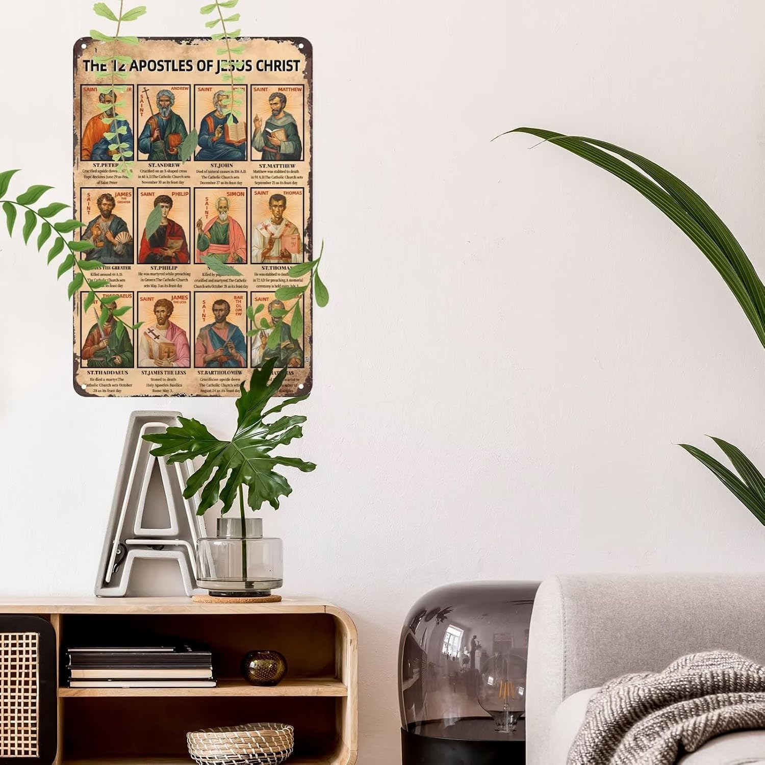 The 12 Apostles Of Jesus Christ Metal Tin Sign Vintage Jesus Metal Tin Sign Religious Metal Sign Faith Sign Bible Wall Art Sign Decor For Church Home Bar Wall Decor 8x12 Inch